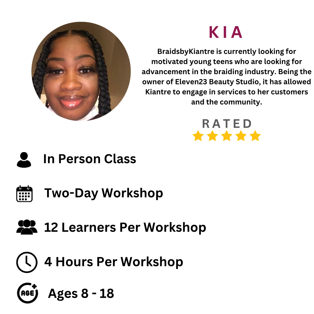 Teen Workshop: Braids DECEMBER - 1 Day Class